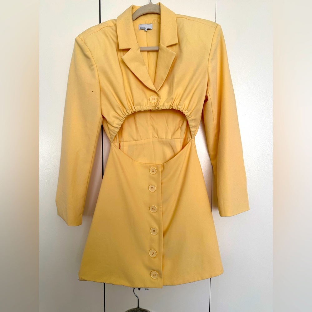 Gorgeous butter yellow blazer dress with cutout from weworewhat
